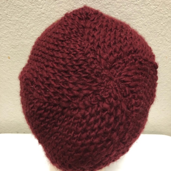 FRENCH KNOT WOOL Josephine Cloche Burgundy Floral Knit Beanie.Hand Embroidered - Picture 4 of 11